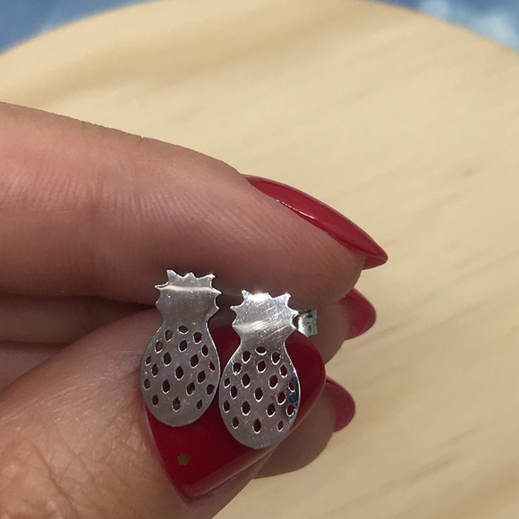 Stainless Steel Pineapple Stud Earrings - Picture 2 of 3
